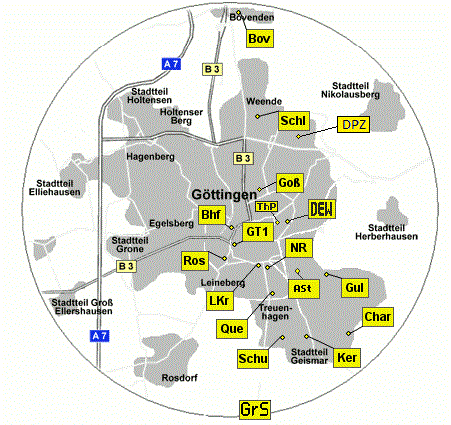 Uebersicht Car-Sharing Standorte Goettingen